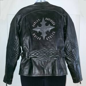 Harley Davidson Black Leather Riding Jacket Women size SMALL